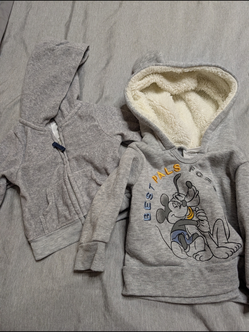 Disney Gray Sherpa-Lined Kids Hoodie with Mickey 'Best Pals' Graphic